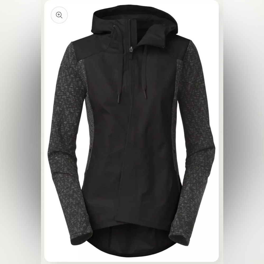 The North Face Women M Dyvinity Jacket Black Hybrid Hoodie Thumb Hole Zip Pocket